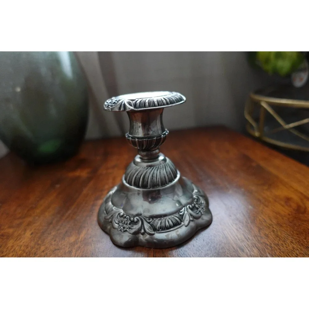 Godinger Silver Candlestick Holder Ornate Floral Embossed Elegant Home‎ Decor